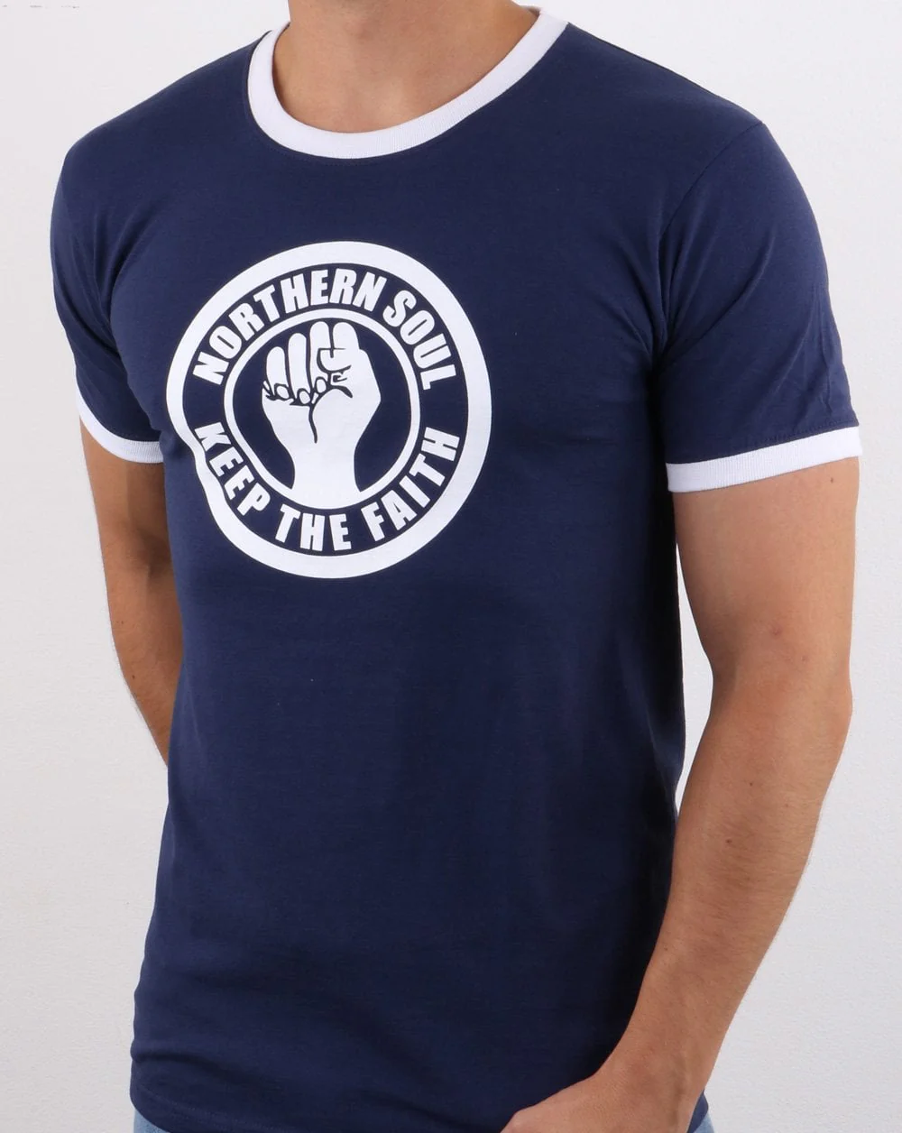 80s Casual Classics Keep The Faith T-shirt Navy - Image 3