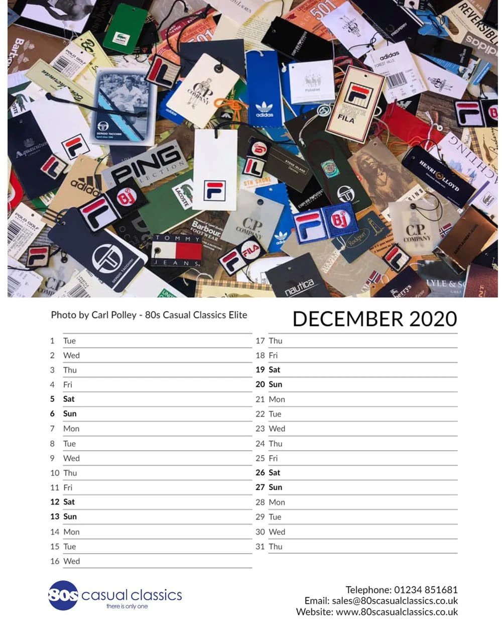 80sCC Iconics Large A3 Calendar 2020 - Image 6