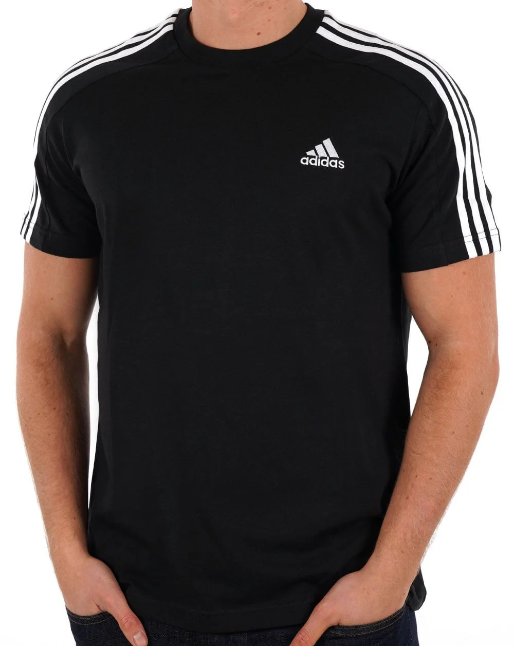 Adidas 3 Stripes Sports T-Shirt Black/White