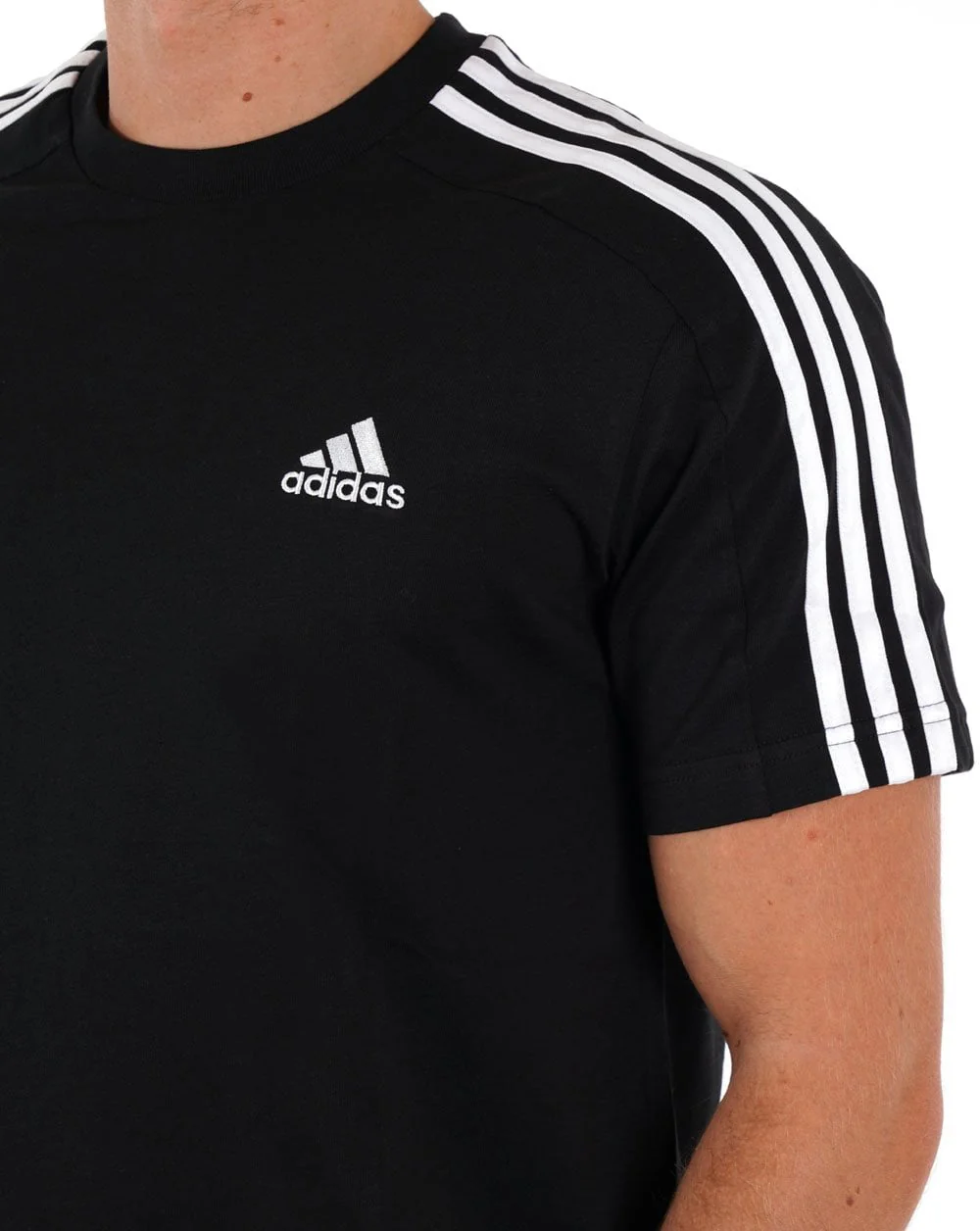 Adidas 3 Stripes Sports T-Shirt Black/White - Image 2
