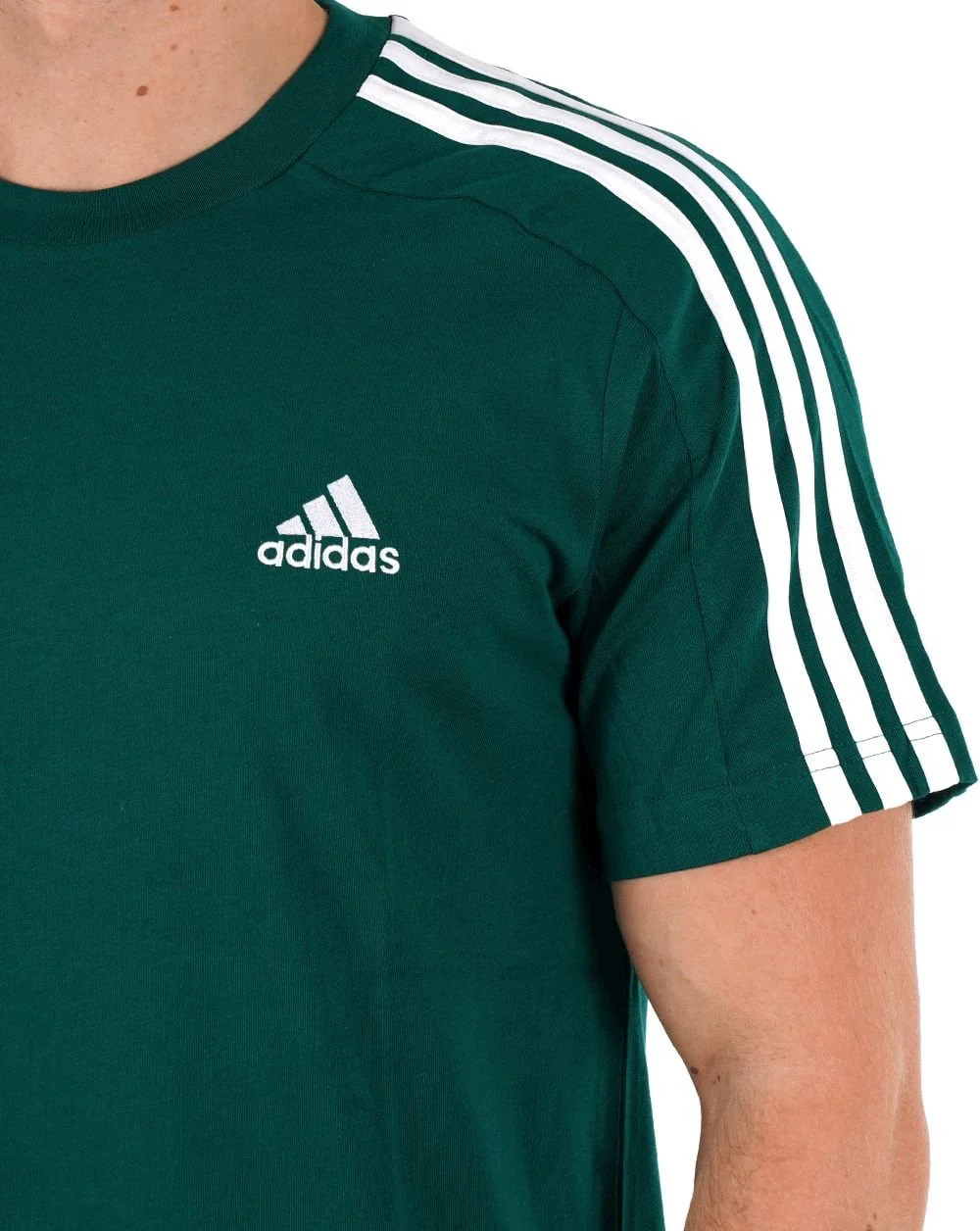 Adidas 3 Stripes Sports Tee Collegiate Green/White - Image 2