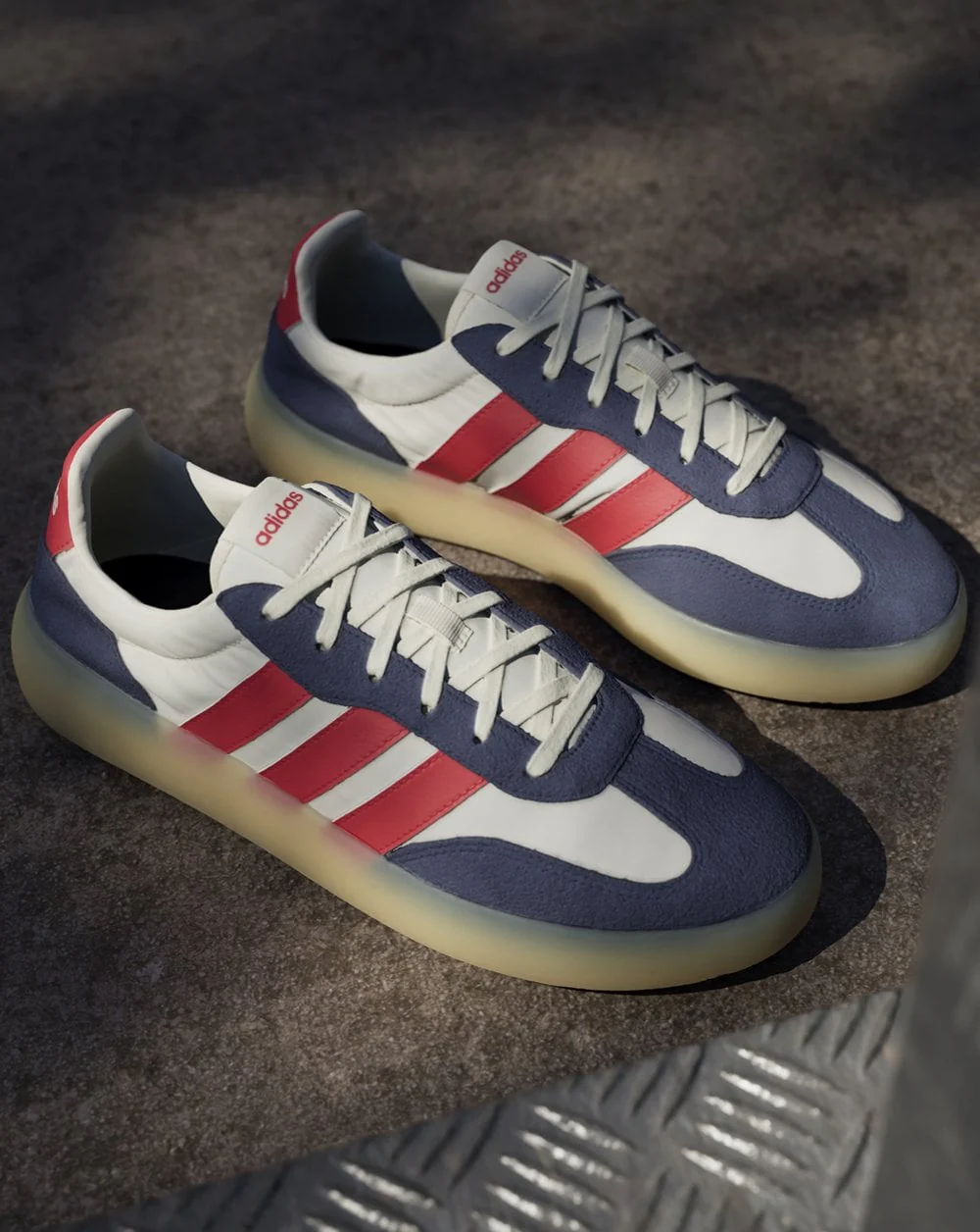 Adidas Barreda Trainers White Navy Red Ice sole - Image 2