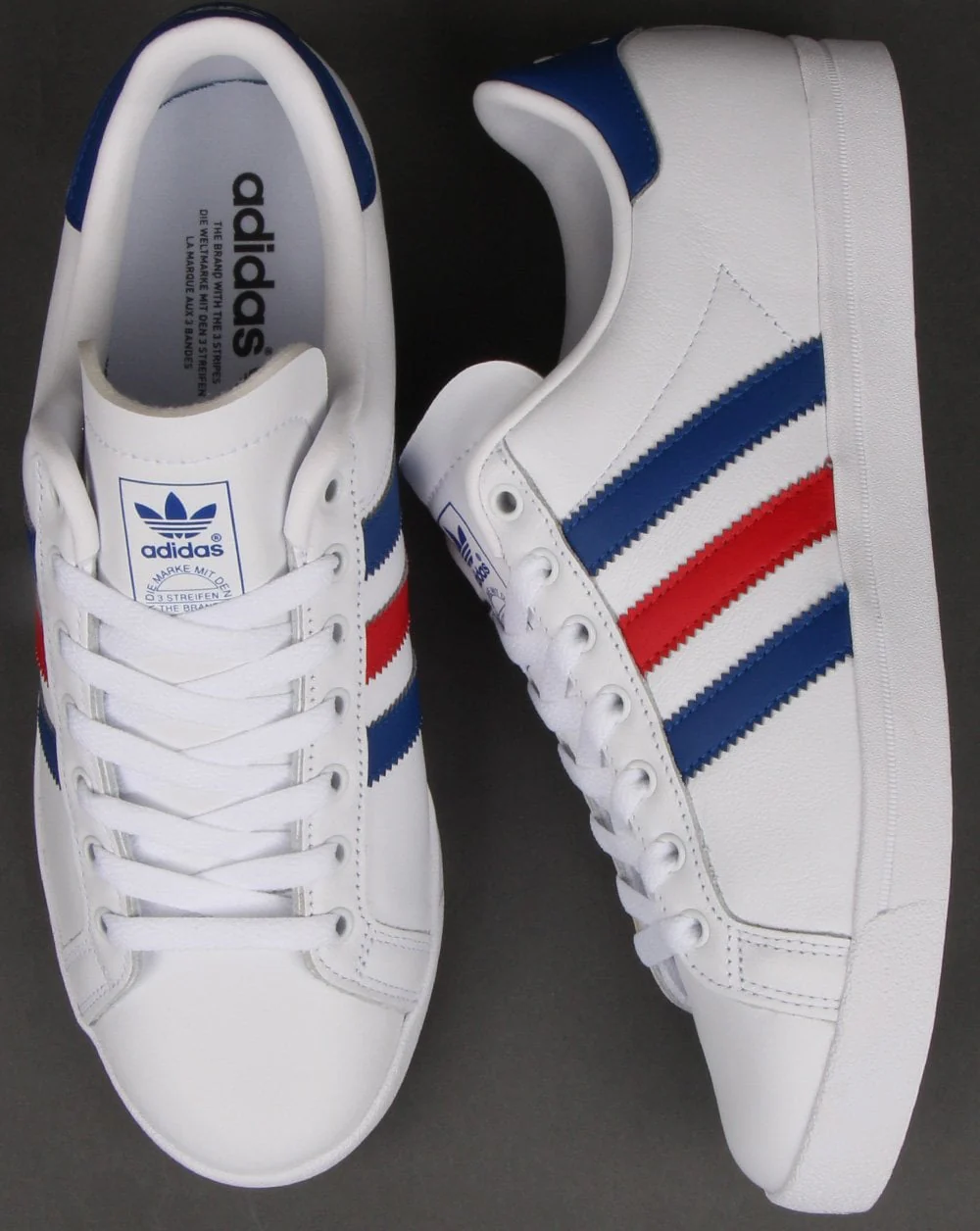 Adidas Coast Star Trainers White/Royal/Red - Image 2