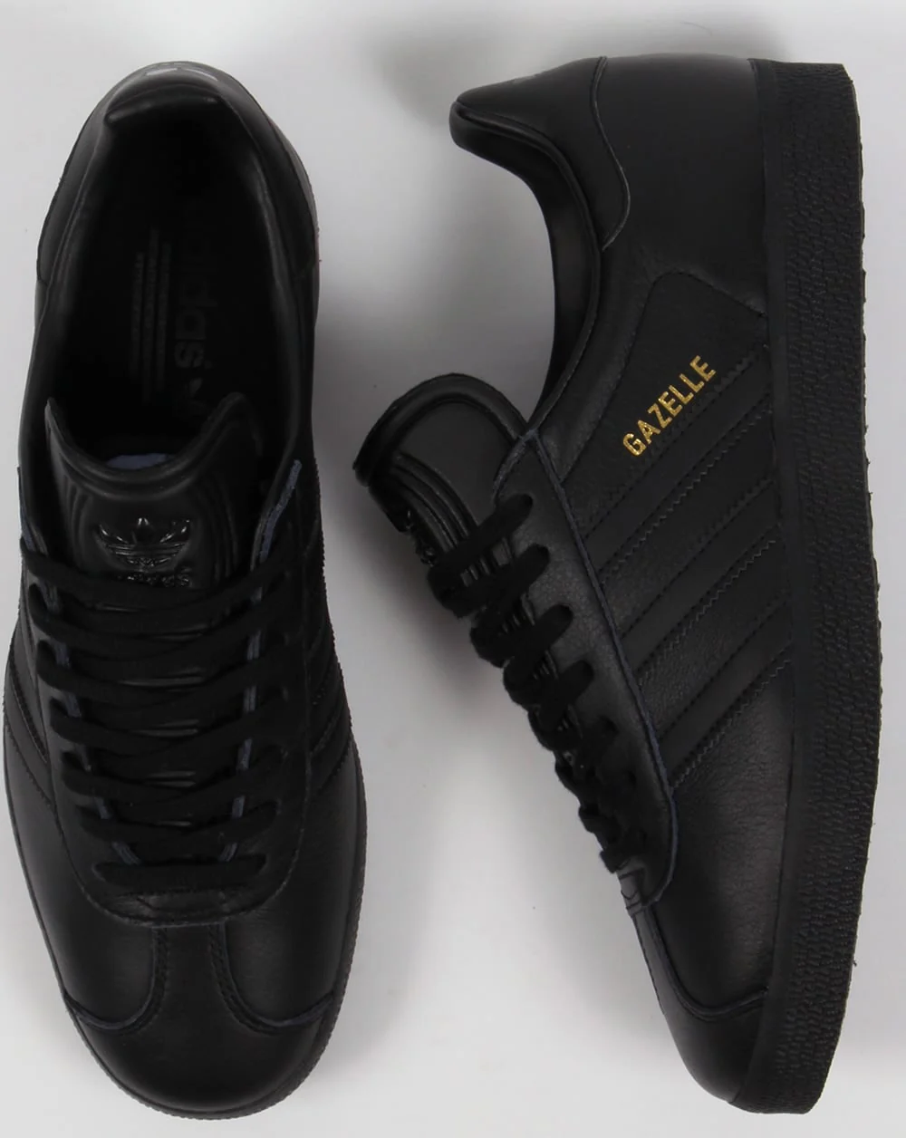 Adidas Gazelle Leather Trainers Triple Black - Image 2