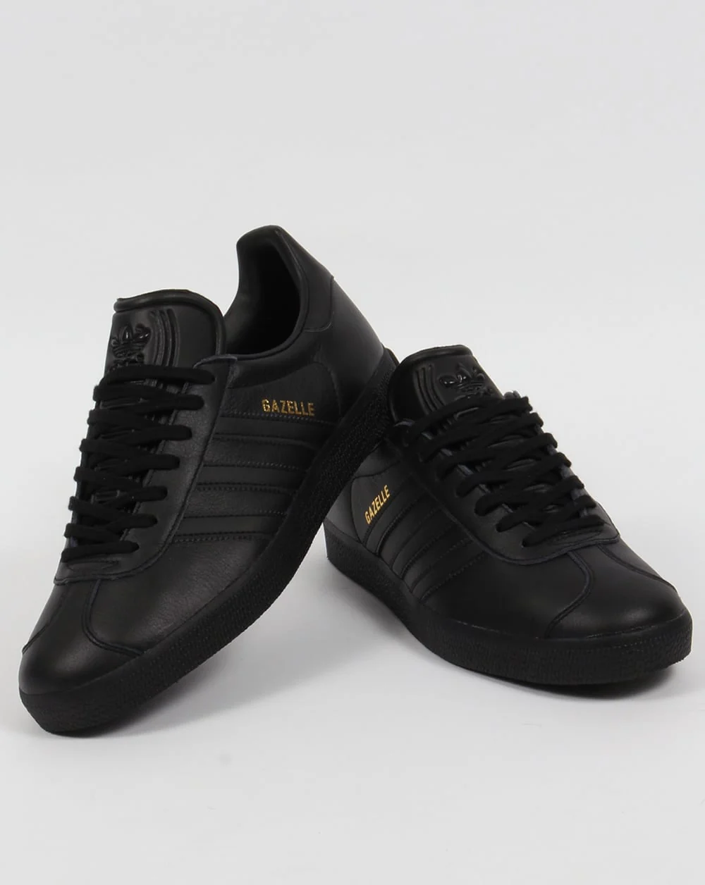 Adidas Gazelle Leather Trainers Triple Black - Image 3