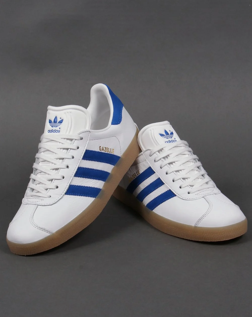 Adidas Gazelle Leather Trainers White/Royal Gum - Image 4