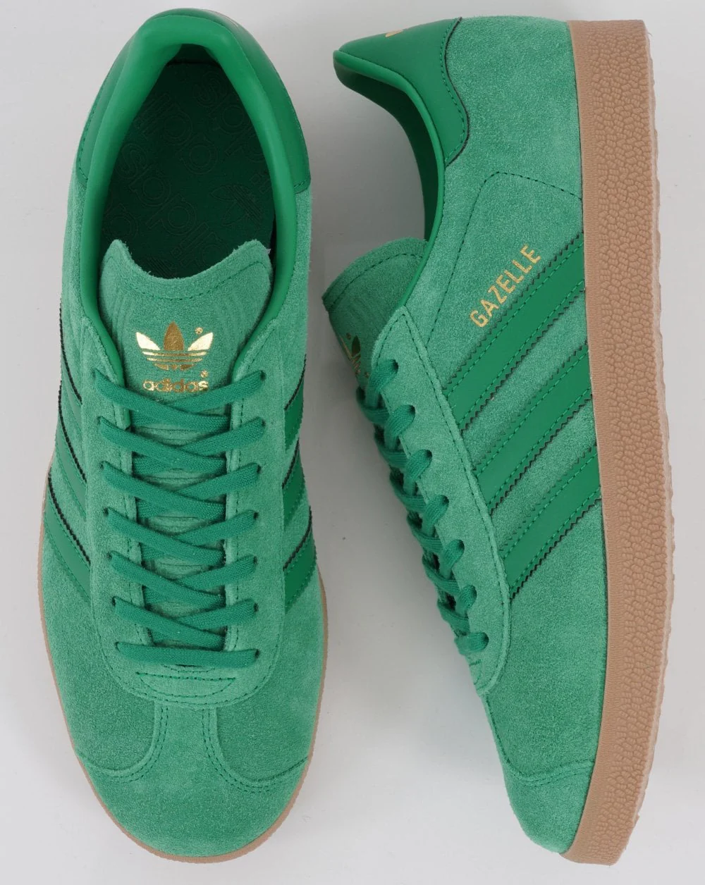 Adidas Gazelle Trainers Fresh Green gold details - Image 2