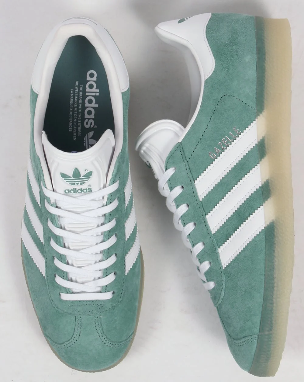 Adidas Gazelle Trainers Green Steel/Ice Gum - Image 2