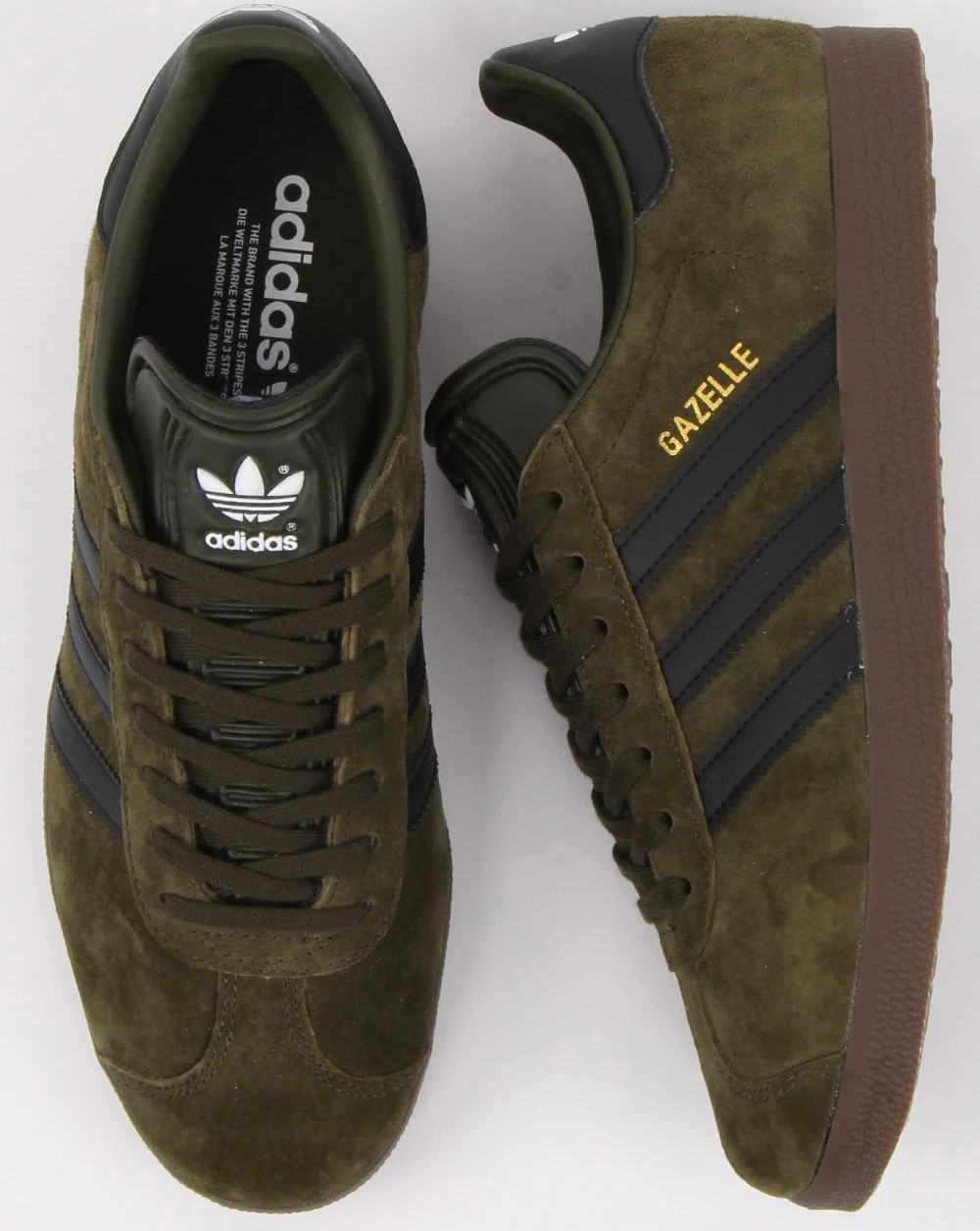 Adidas Gazelle Trainers Night Olive/Black/Gum