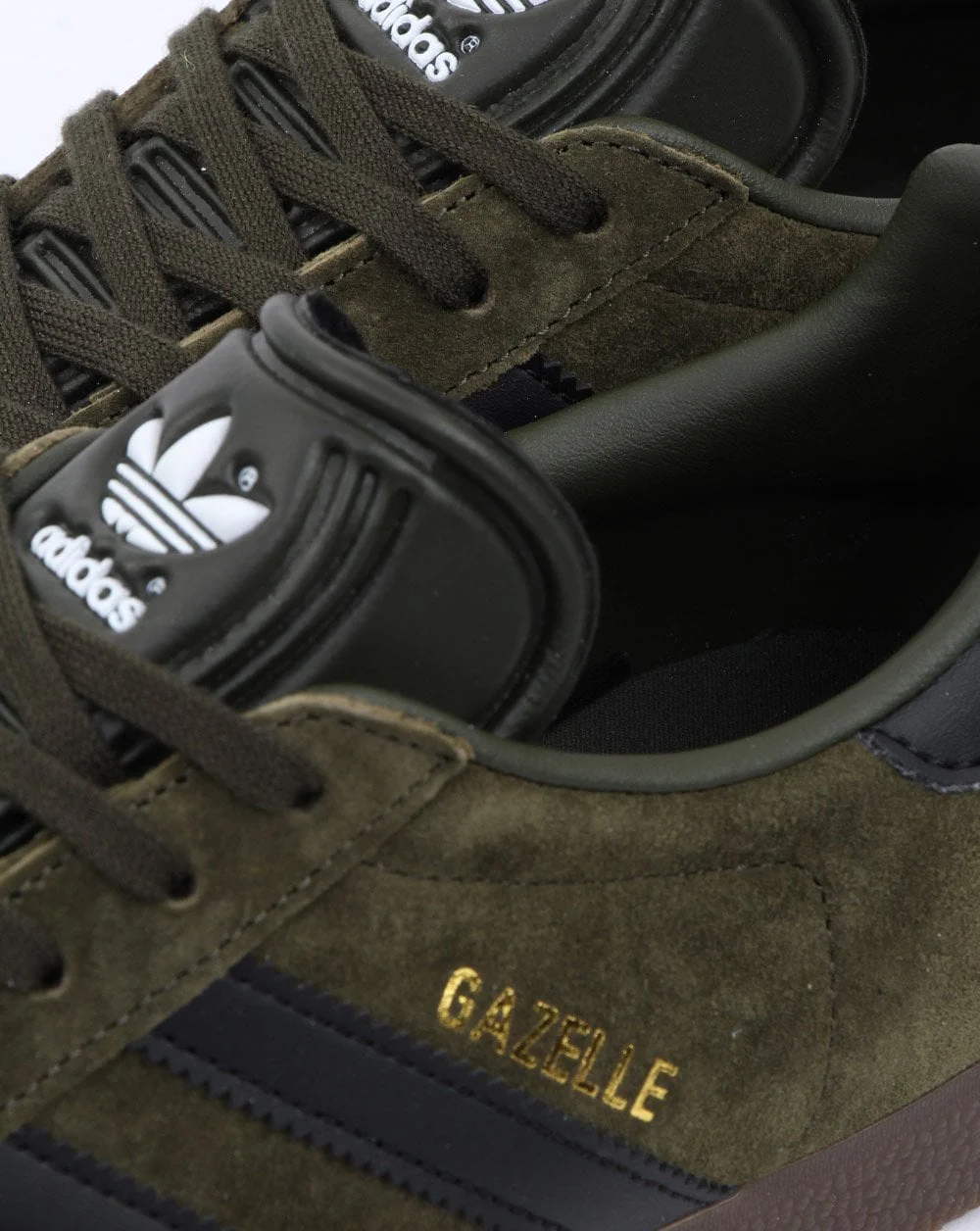 Adidas Gazelle Trainers Night Olive/Black/Gum - Image 4