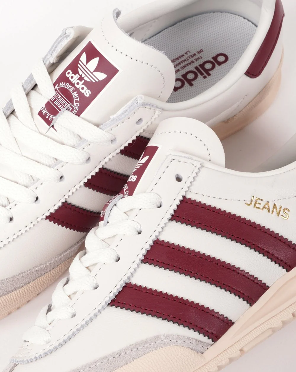 Adidas Jeans Trainers Chalk White/Burgundy - Image 3