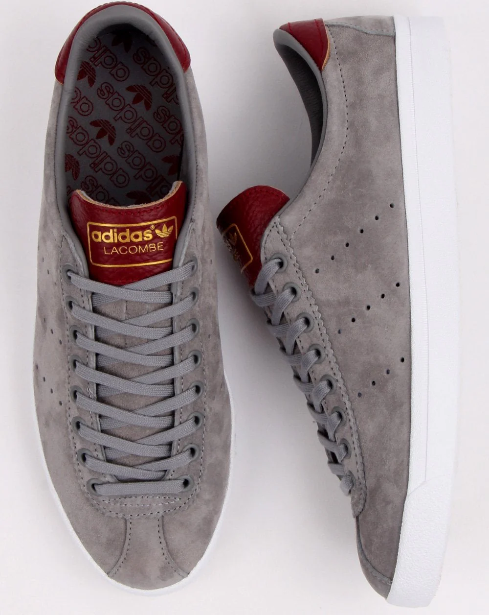 Adidas Lacombe Trainers Grey/Burgundy - Image 2