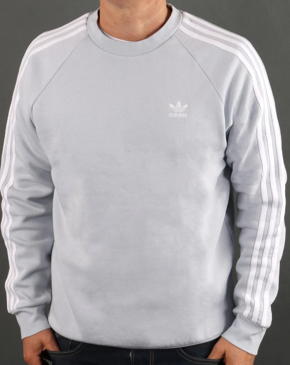 Adidas Originals 3 Stripes Crew Sweat Ice Blue