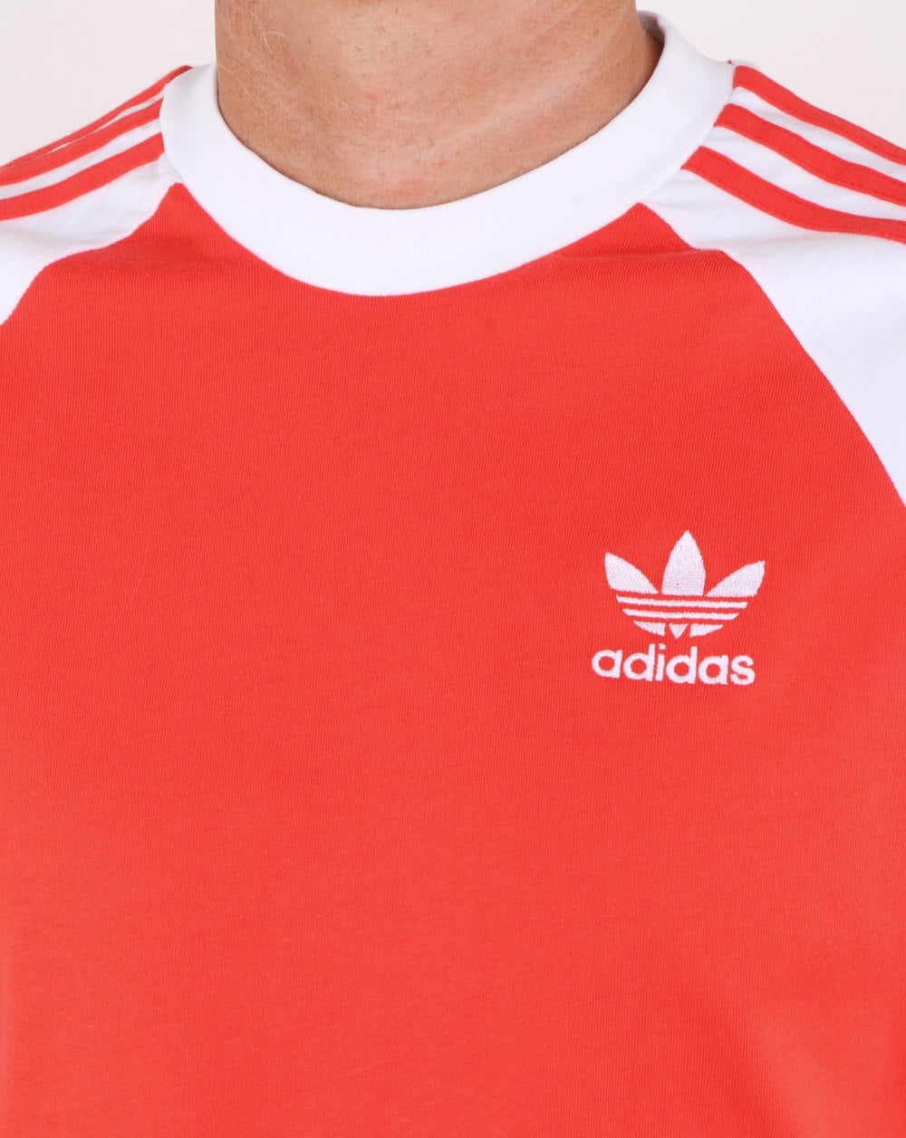 Adidas Originals 3 Stripes Long Sleeve T Shirt Bright Red - Image 2