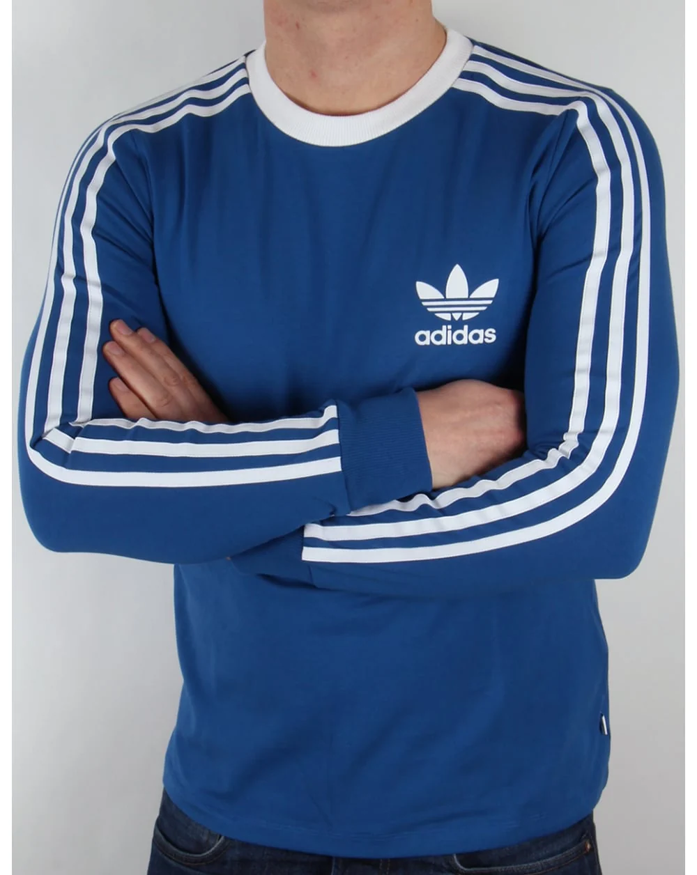 Adidas Originals 3 Stripes Long Sleeve T-shirt EQT Blue - Image 3