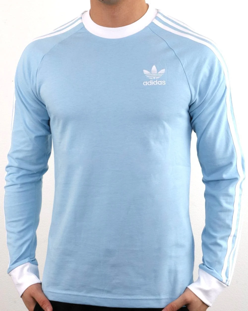 Adidas Originals 3 Stripes Long Sleeve Tee Sky