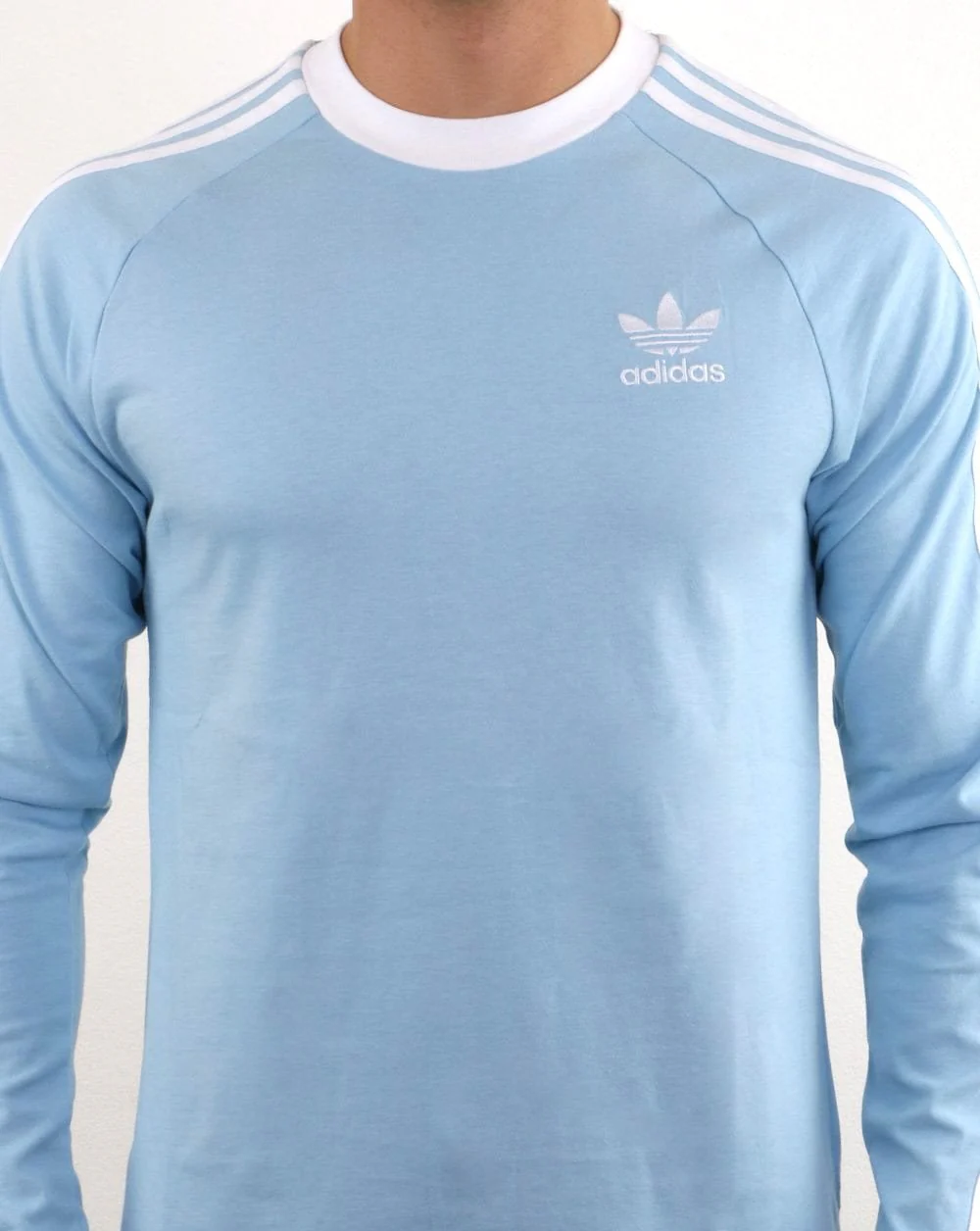 Adidas Originals 3 Stripes Long Sleeve Tee Sky - Image 2