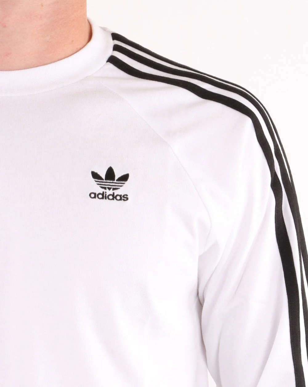 Adidas Originals 3 Stripes Long Sleeve Tee White/black - Image 4