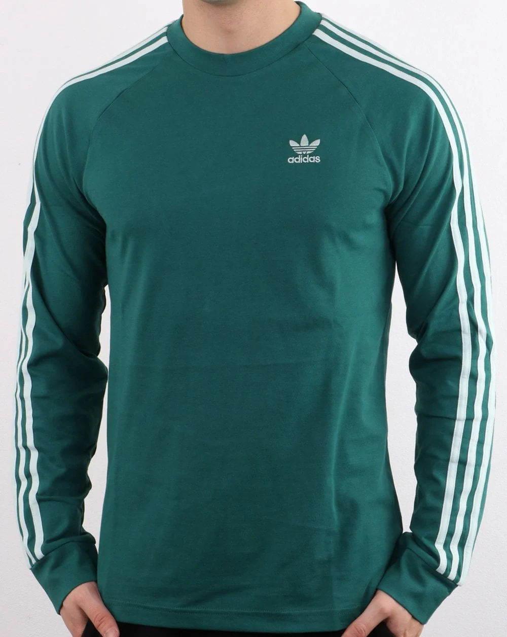 Adidas Originals 3 Stripes Long Sleeved T Shirt Noble Green