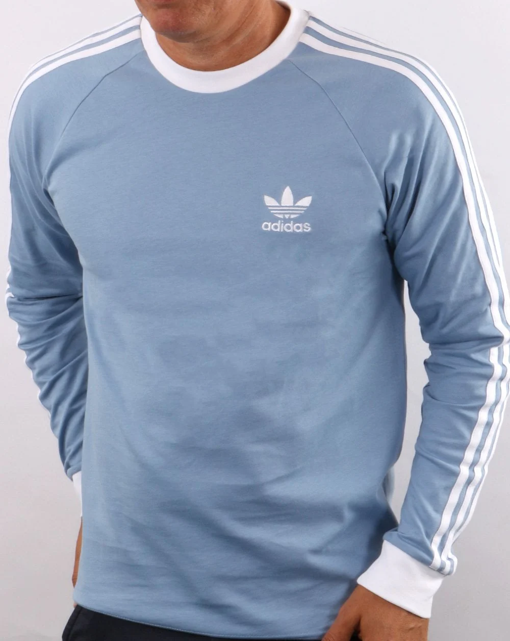 Adidas Originals 3 Stripes Ls T Shirt Sky - Image 4