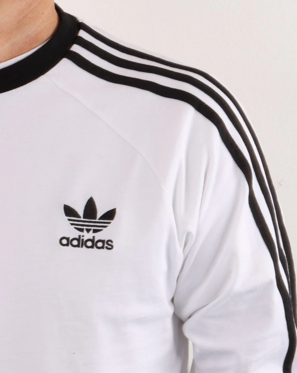 Adidas Originals 3 Stripes LS T Shirt White/Black - Image 2