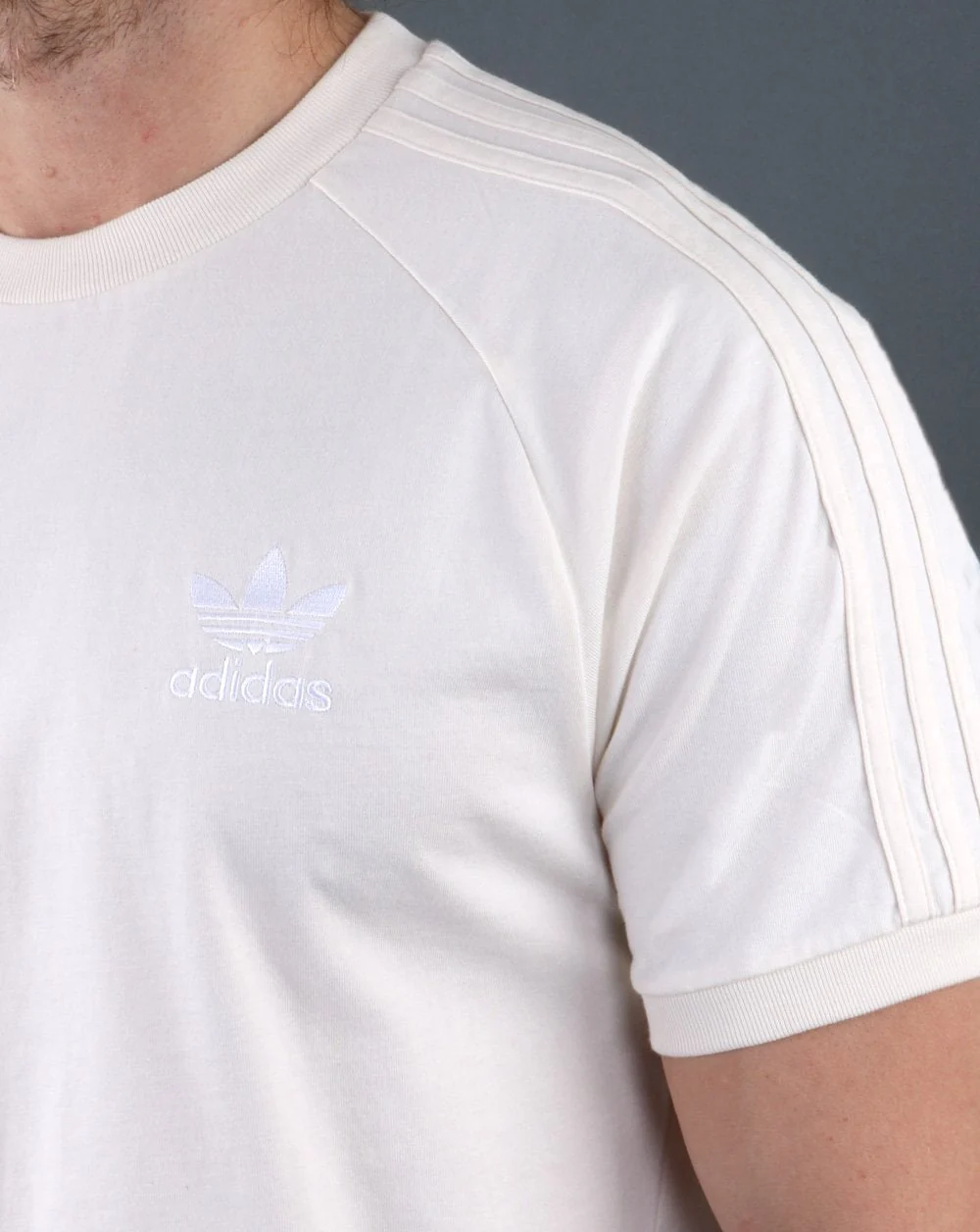Adidas Originals 3 Stripes T Shirt Cream - Image 2
