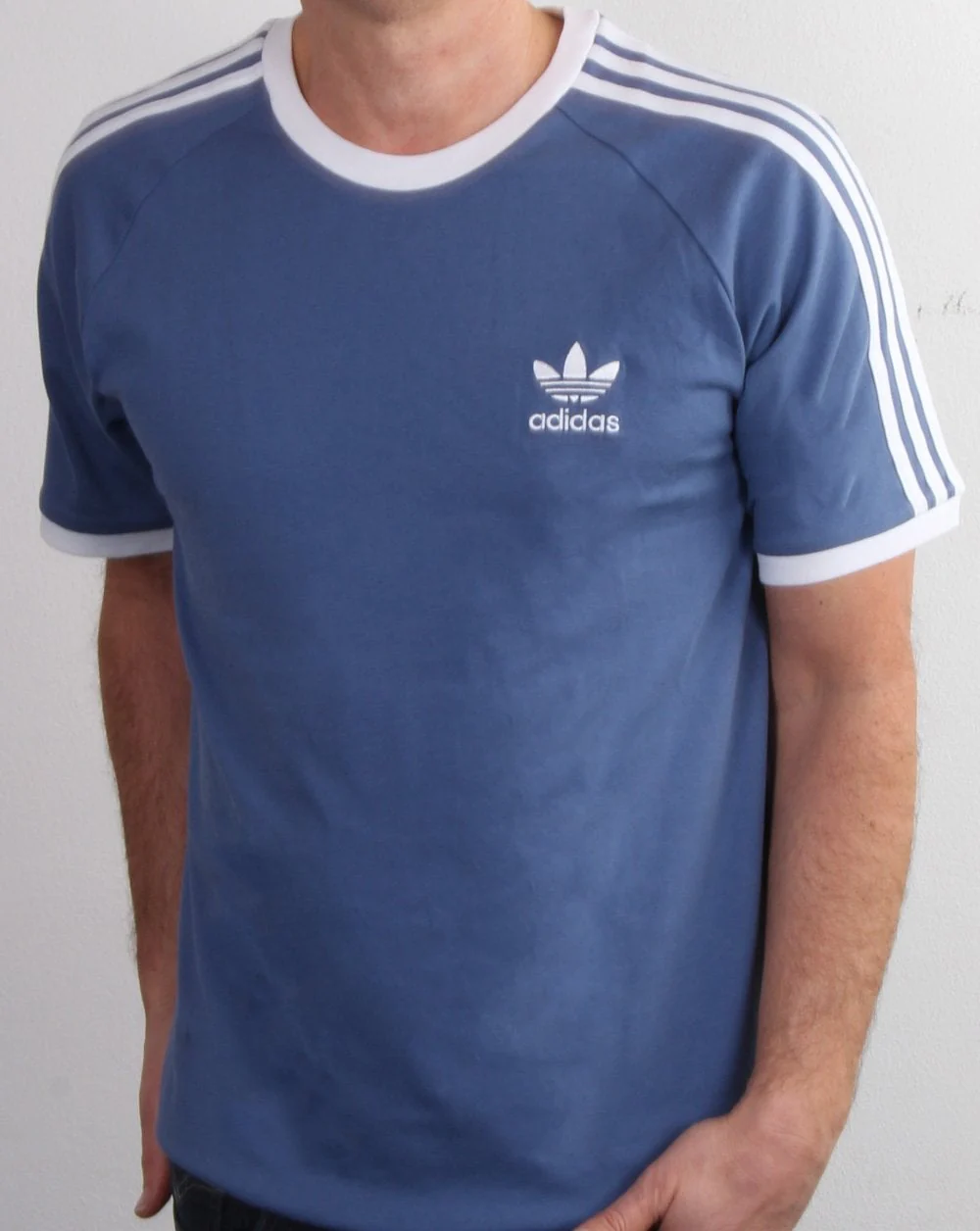 Adidas Originals 3 Stripes T Shirt Crew Blue - Image 2