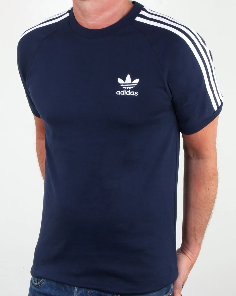 Adidas Originals 3 Stripes T Shirt Navy - Image 4