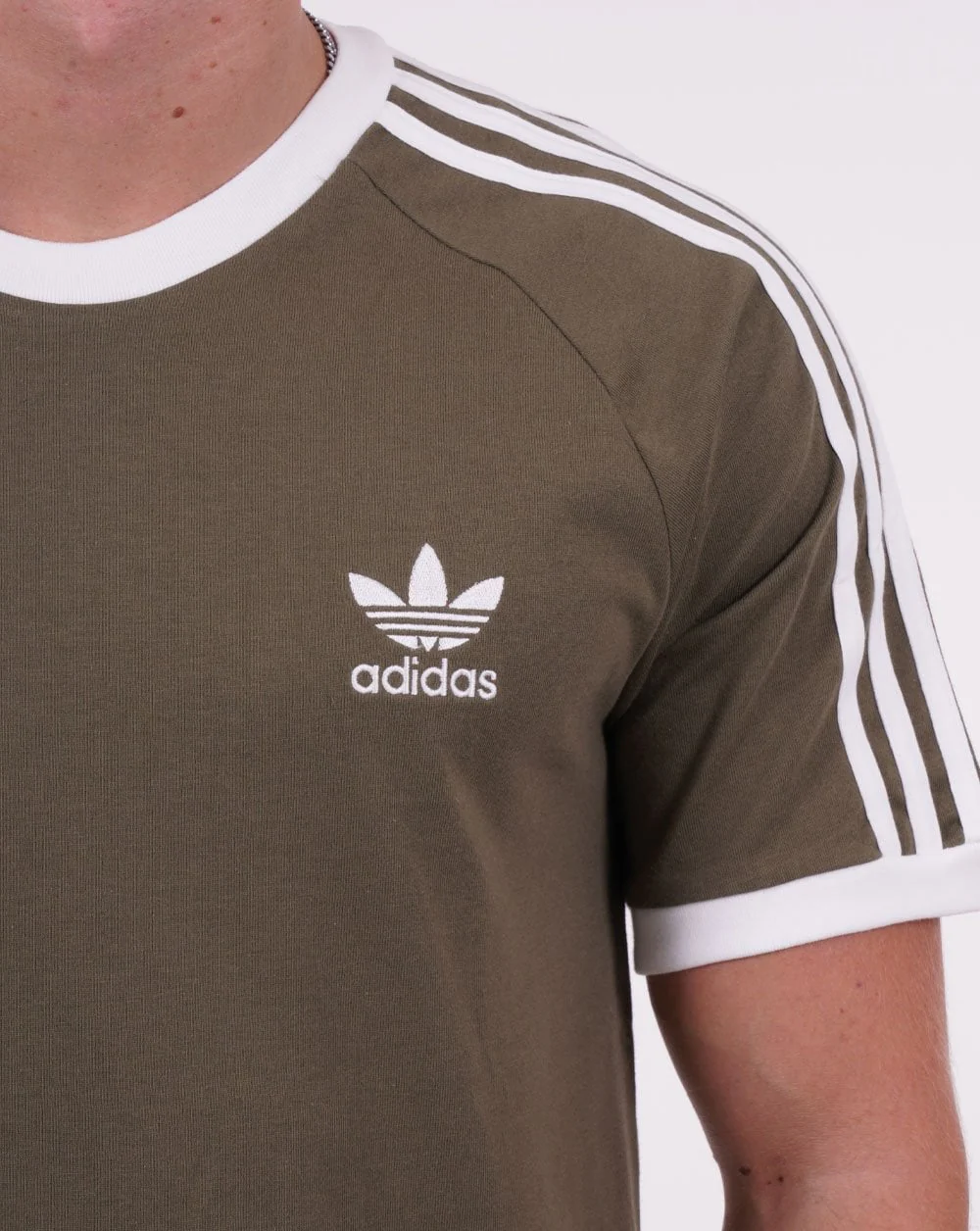 Adidas Originals 3 Stripes T Shirt Olive Green - Image 2