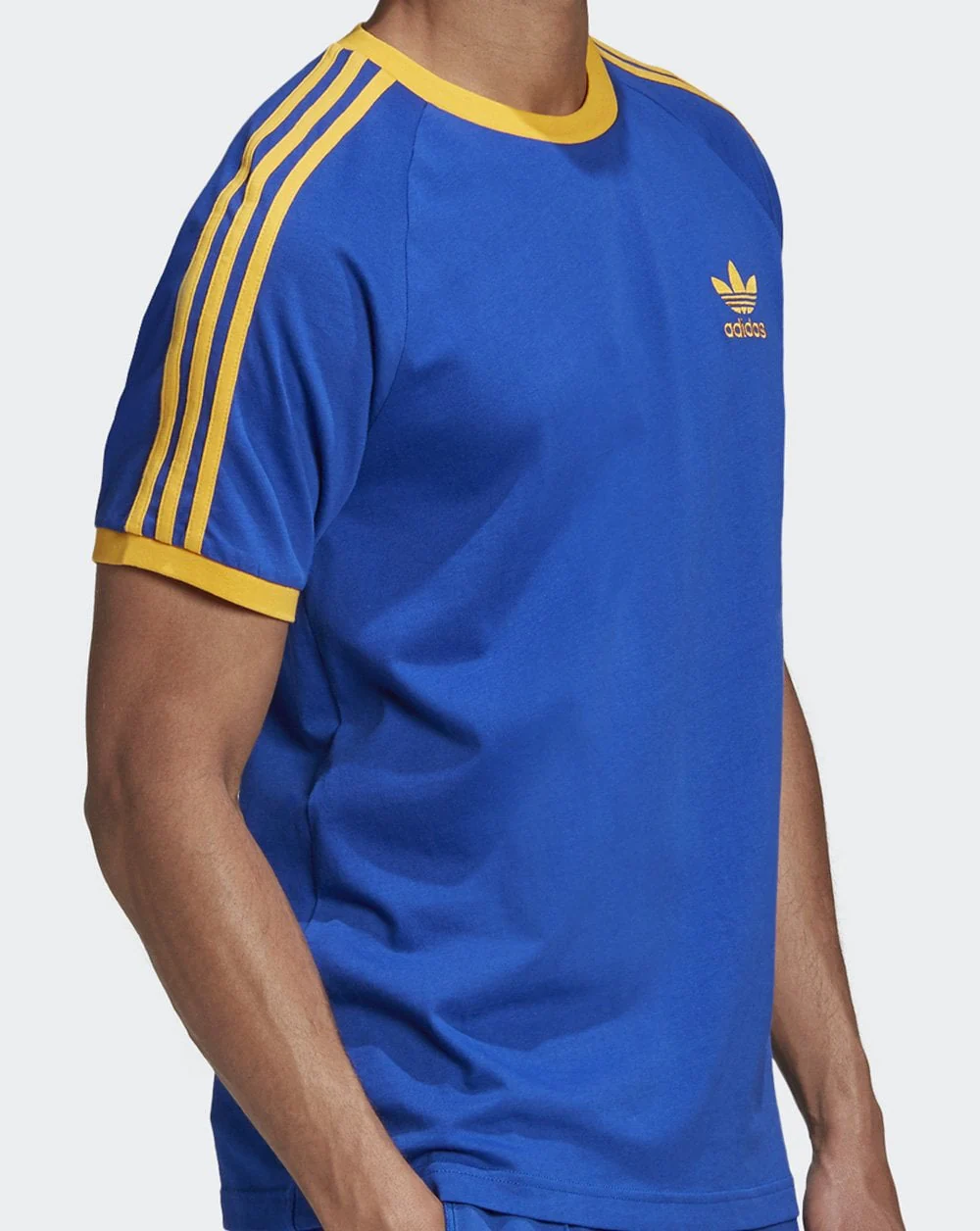 Adidas Originals 3 Stripes T Shirt Royal Blue/Golden Yellow - Image 3