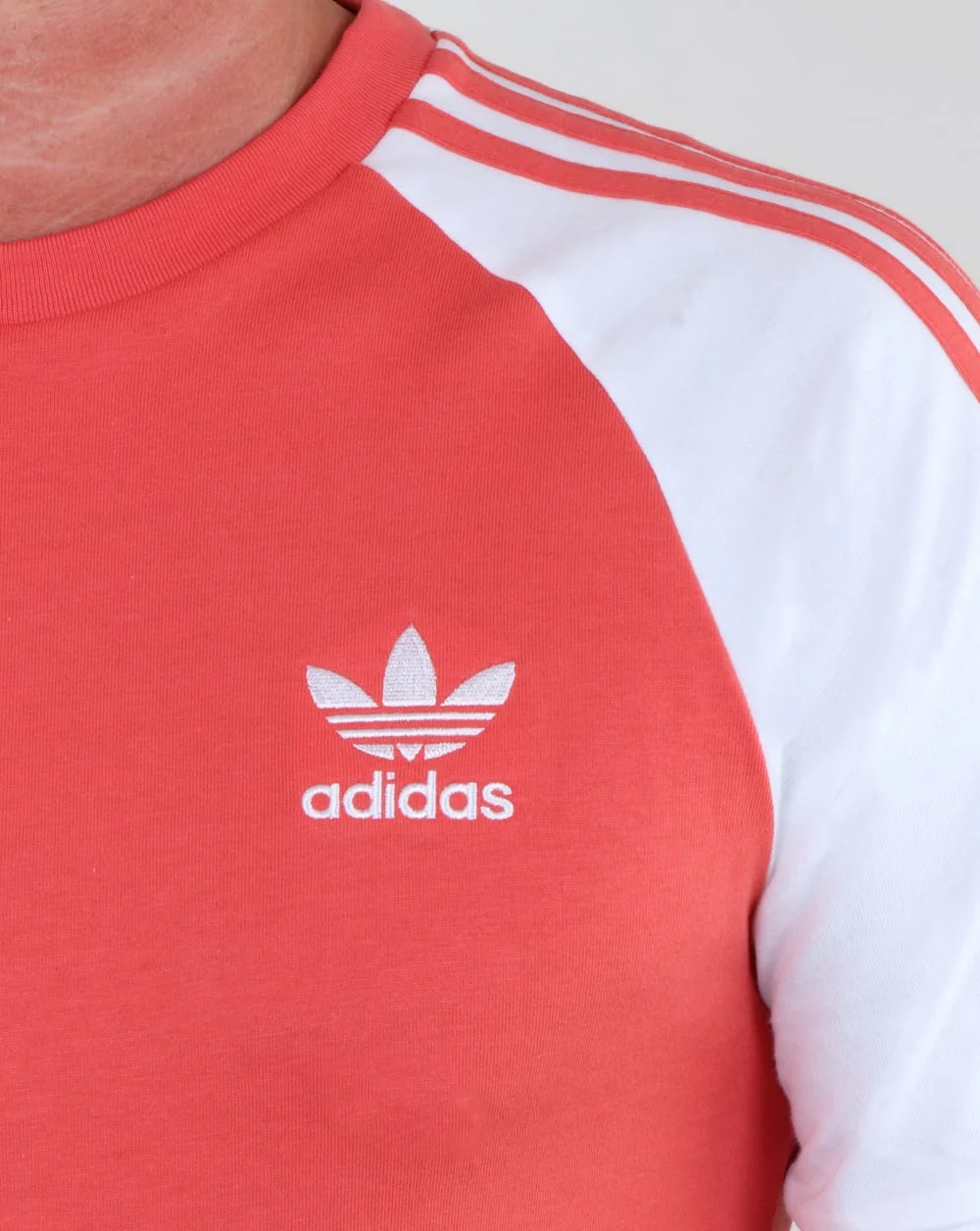 Adidas Originals 3 Stripes T Shirt Scarlet Red/White - Image 2