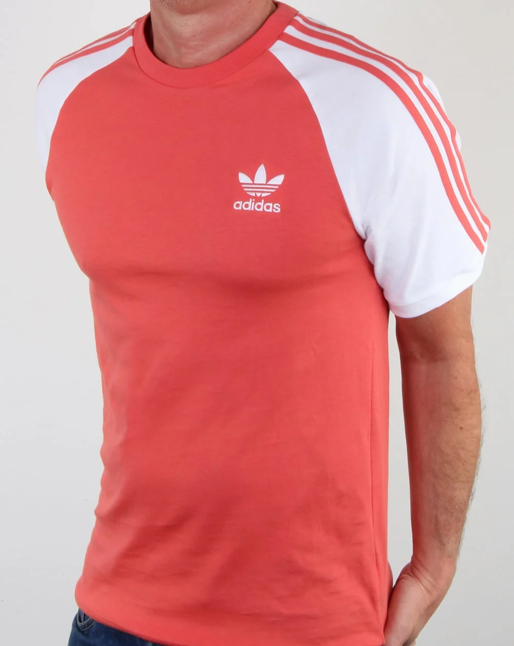 Adidas Originals 3 Stripes T Shirt Scarlet Red/White - Image 4