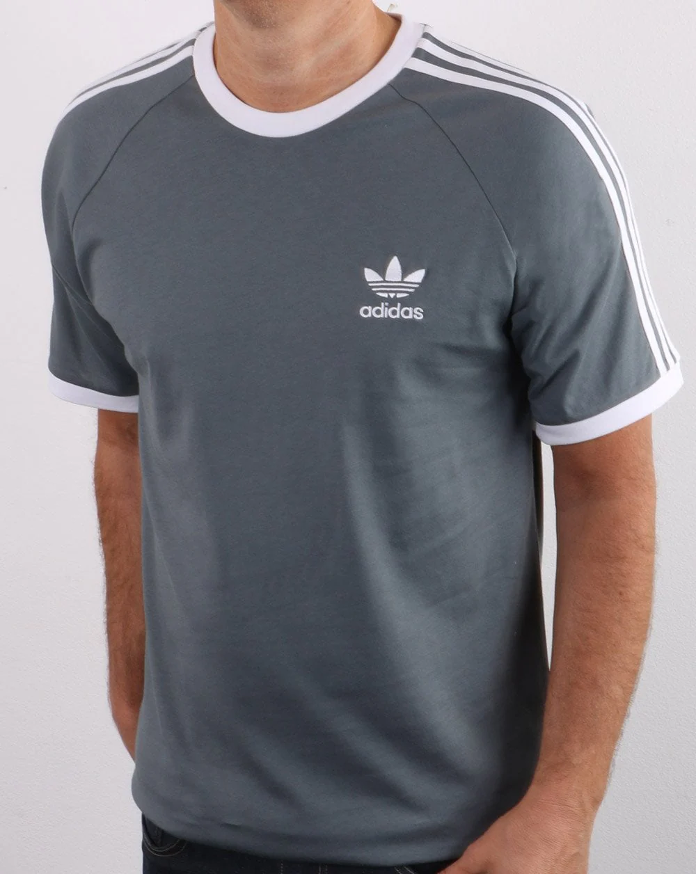 Adidas Originals 3 Stripes T Shirt Slate Grey - Image 3
