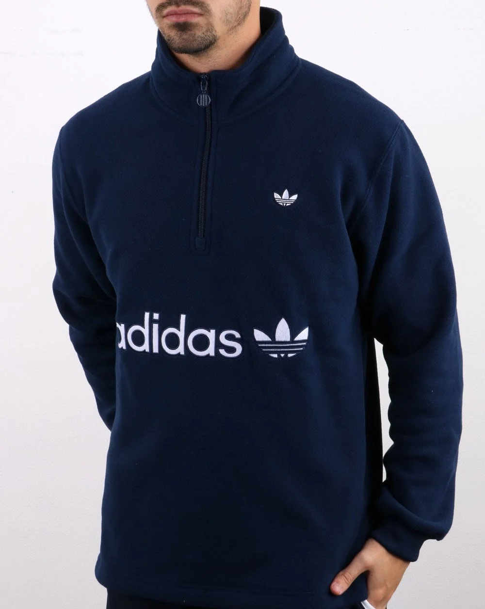 Adidas Originals Half Zip Polarfleece Navy. - Image 3