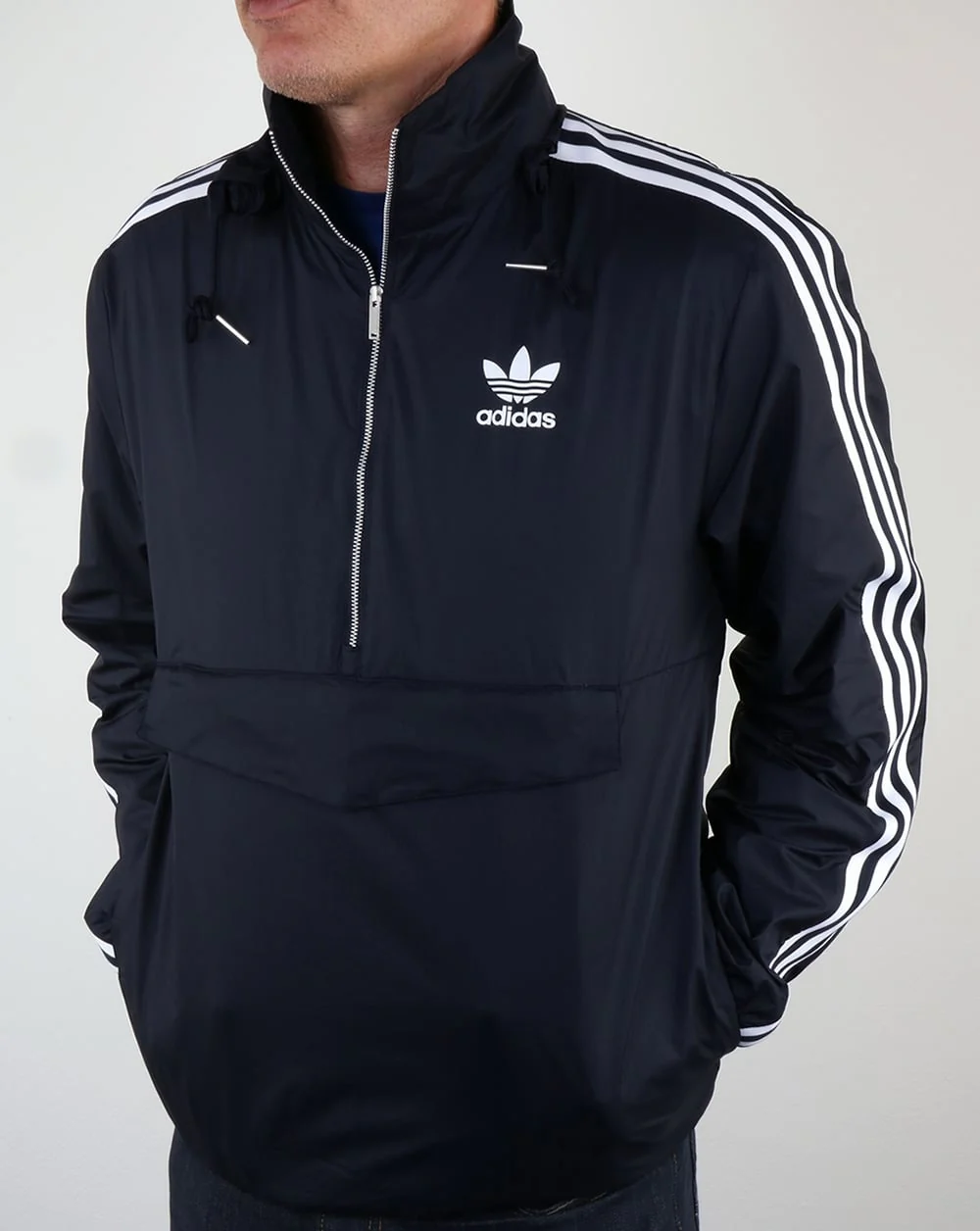 Adidas Originals Half Zip Pouch Pocket Jacket Navy - Image 4