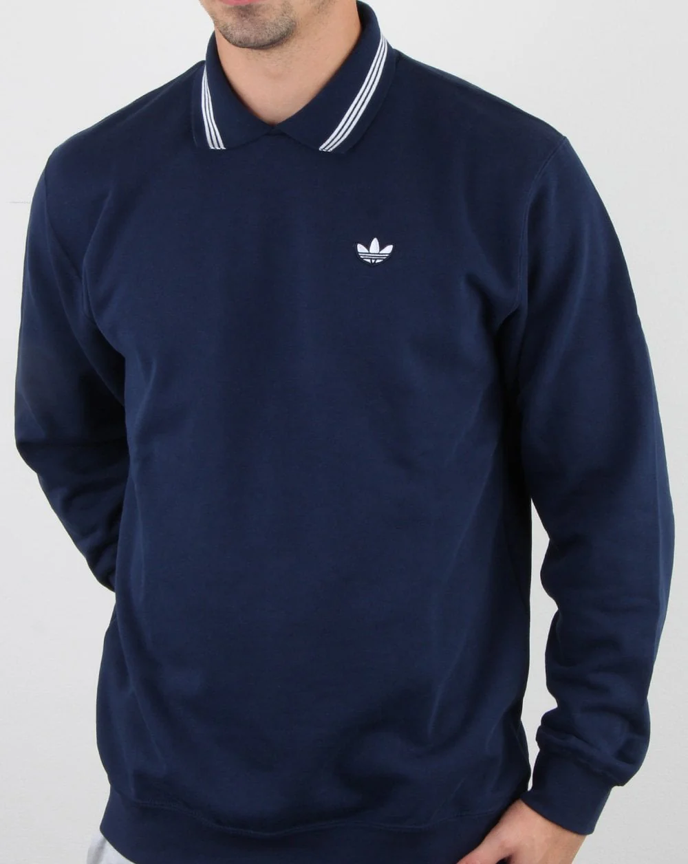 Adidas Originals Polo Sweatshirt Navy - Image 2