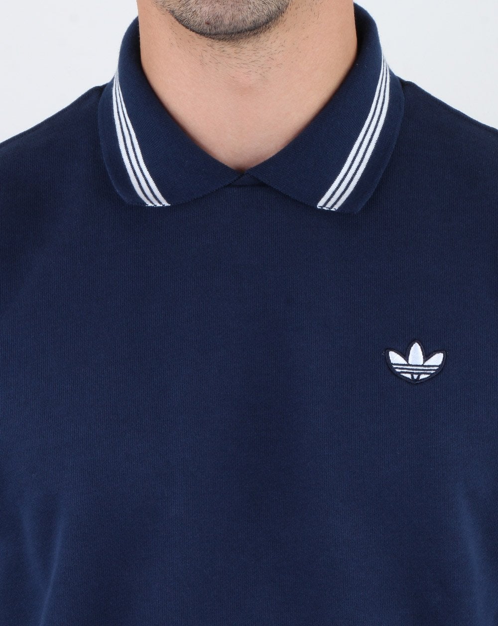 Adidas Originals Polo Sweatshirt Navy - Image 3