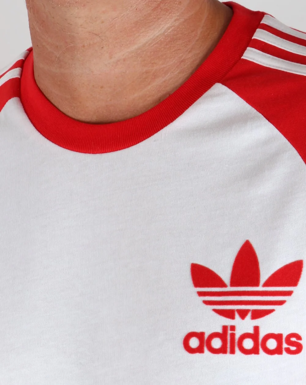 Adidas Originals Retro 3 Stripe T-shirt White/Red - Image 2