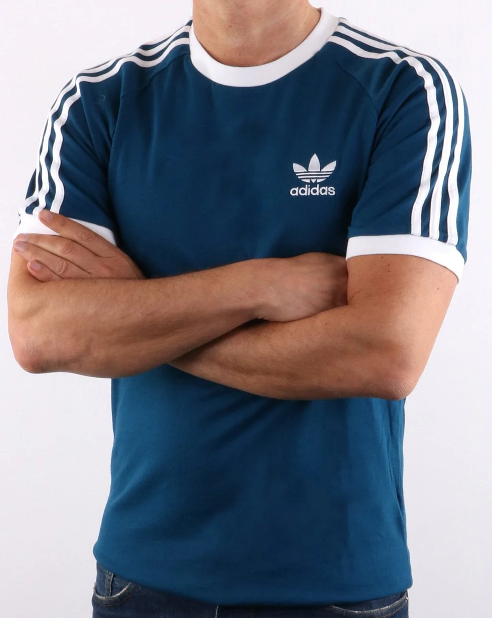 Adidas Originals Retro 3 Stripes T Shirt Deep Blue - Image 3