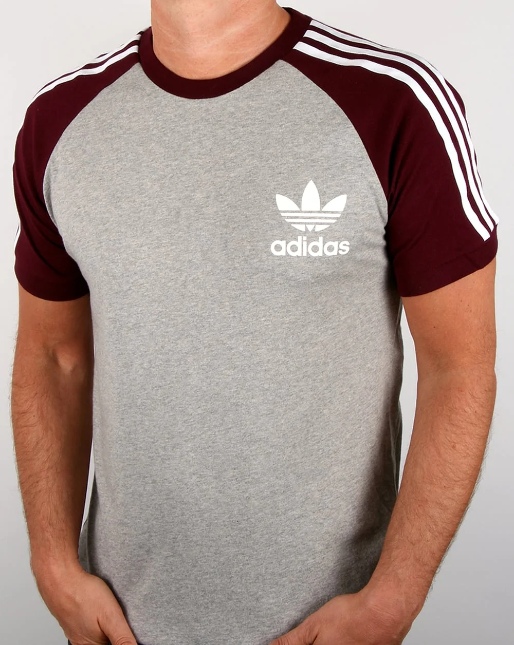Adidas Originals Retro 3 Stripes T-shirt Grey/maroon