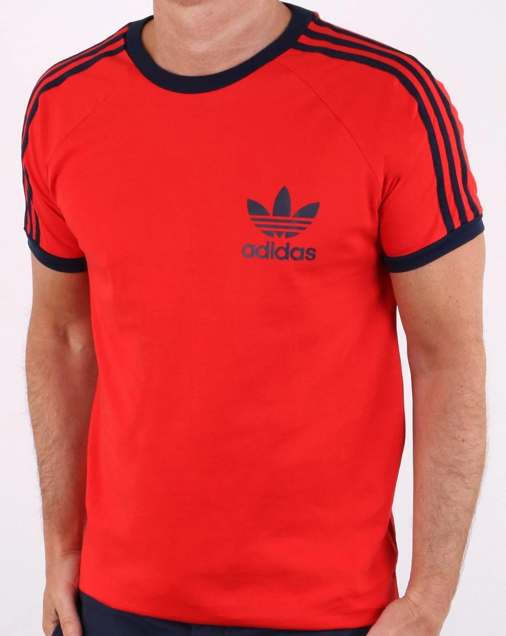 Adidas Originals Retro Trefoil 3 Stripes T-shirt Red