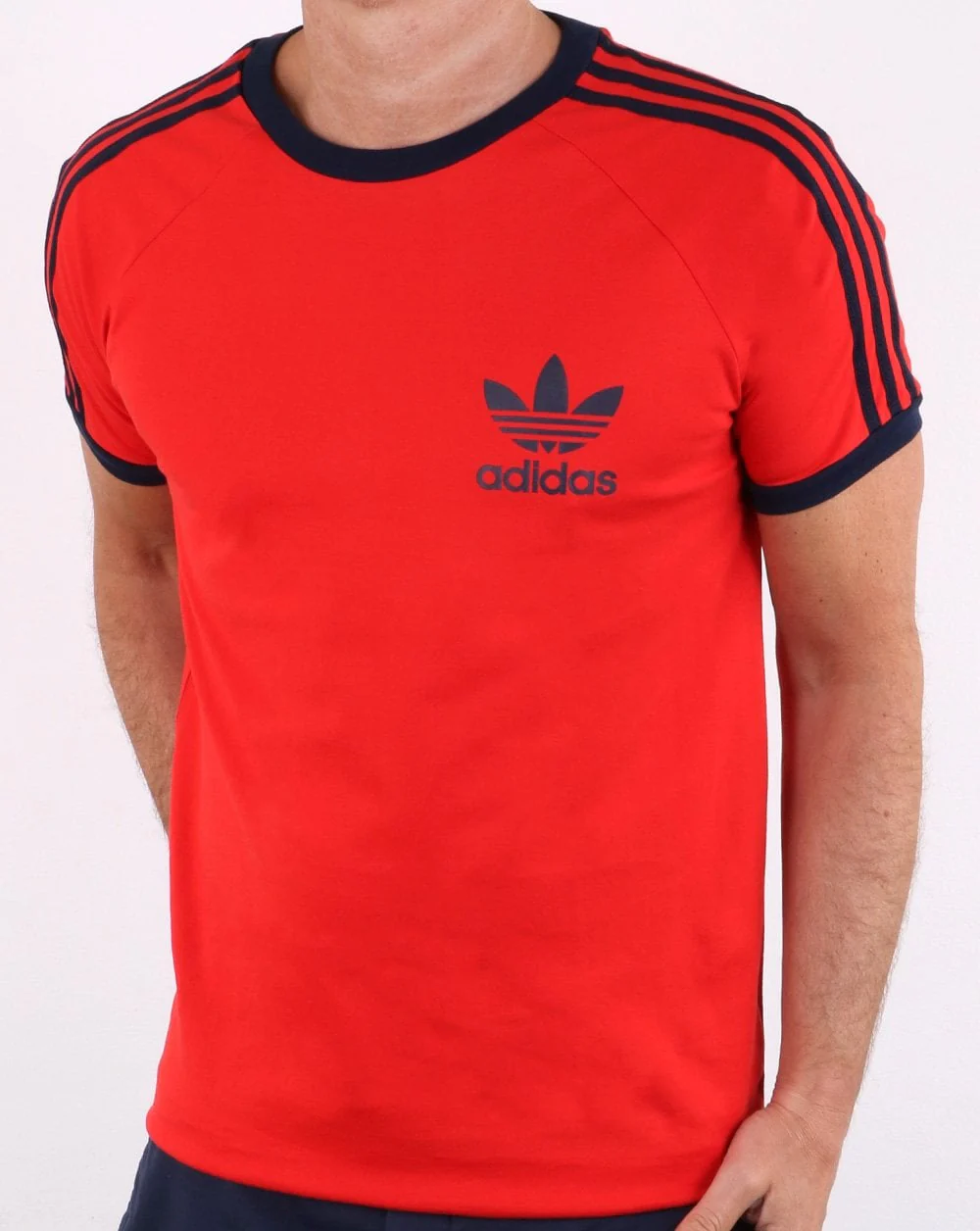 Adidas Originals Retro Trefoil 3 Stripes T-shirt Red - Image 2