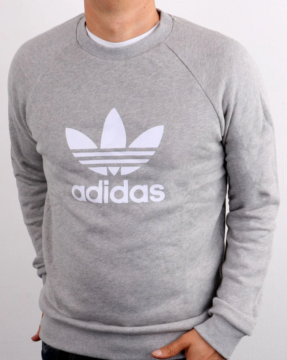 Adidas Originals Trefoil Crew Sweat Grey Heather - Image 3