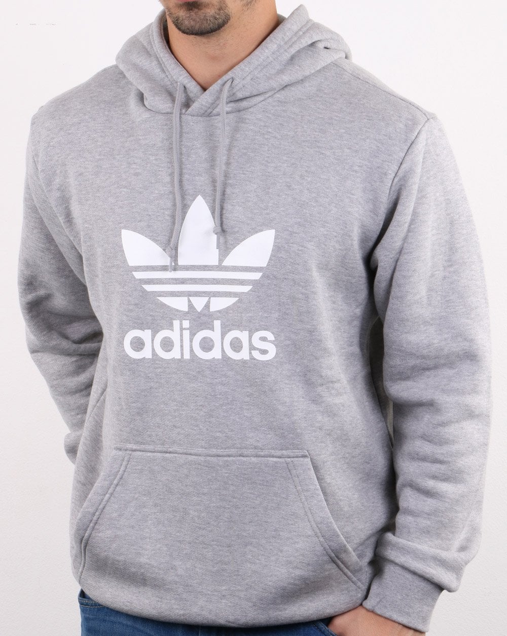 Adidas Originals Trefoil Hoodie Med Grey Heather - Image 2