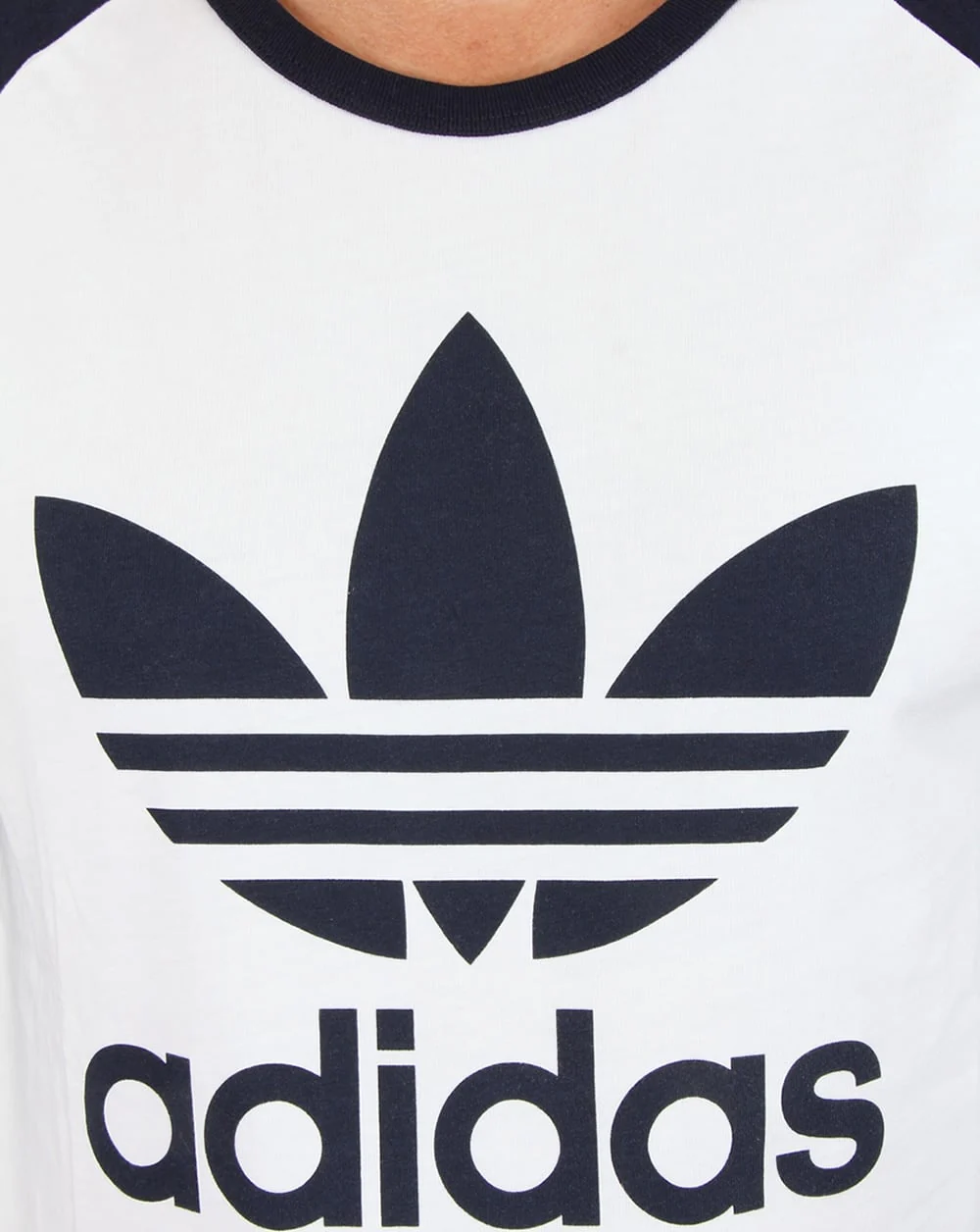 Adidas Originals Trefoil Long Sleeve Raglan T-shirt White/Navy - Image 2