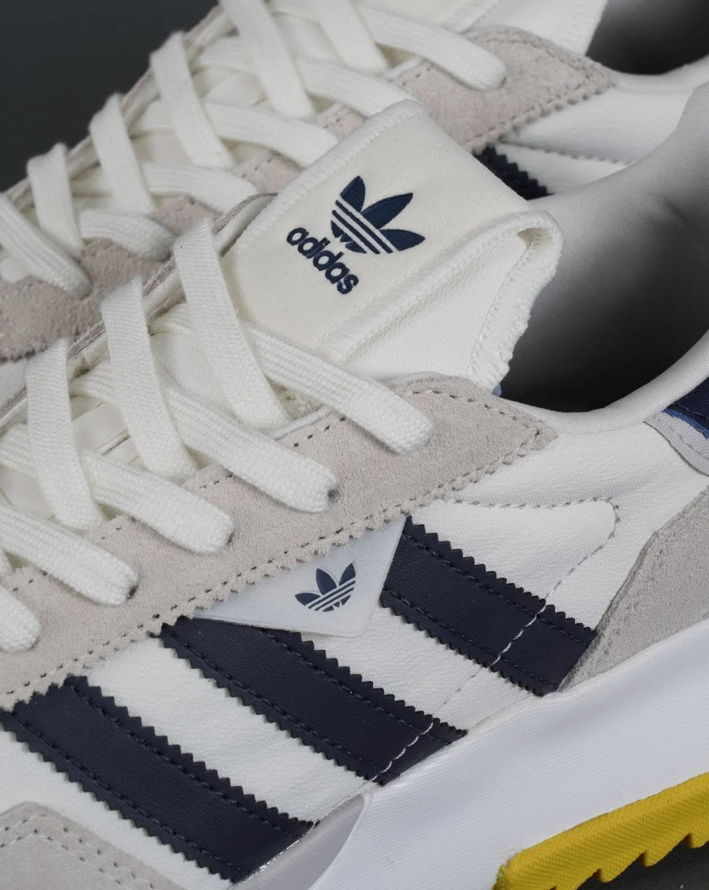 Adidas Retropy F2 Trainers Off White/Navy/Yellow - Image 4