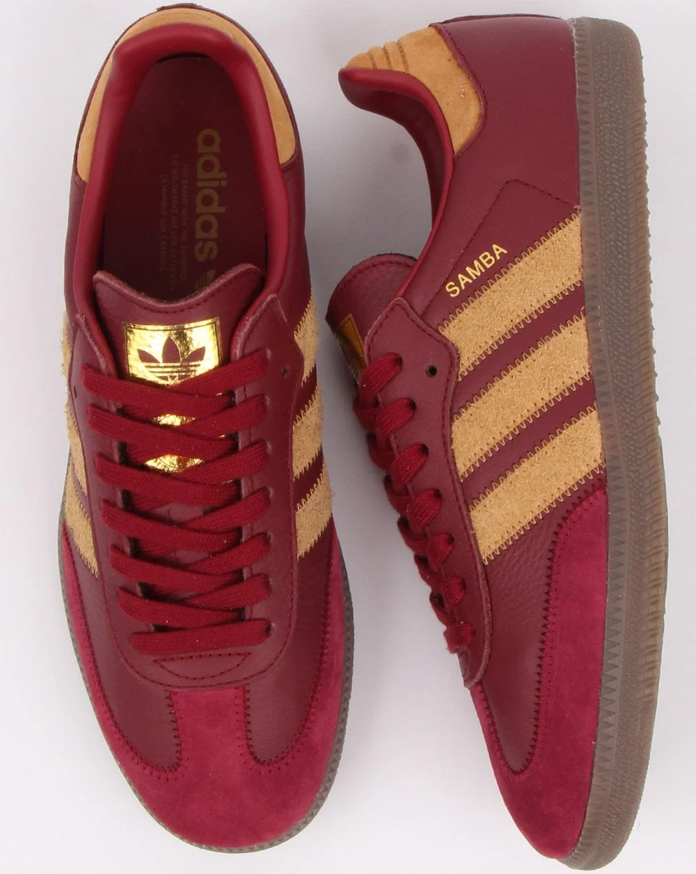 Adidas Samba Og Ft Trainers Burgundy/Gold - Image 3
