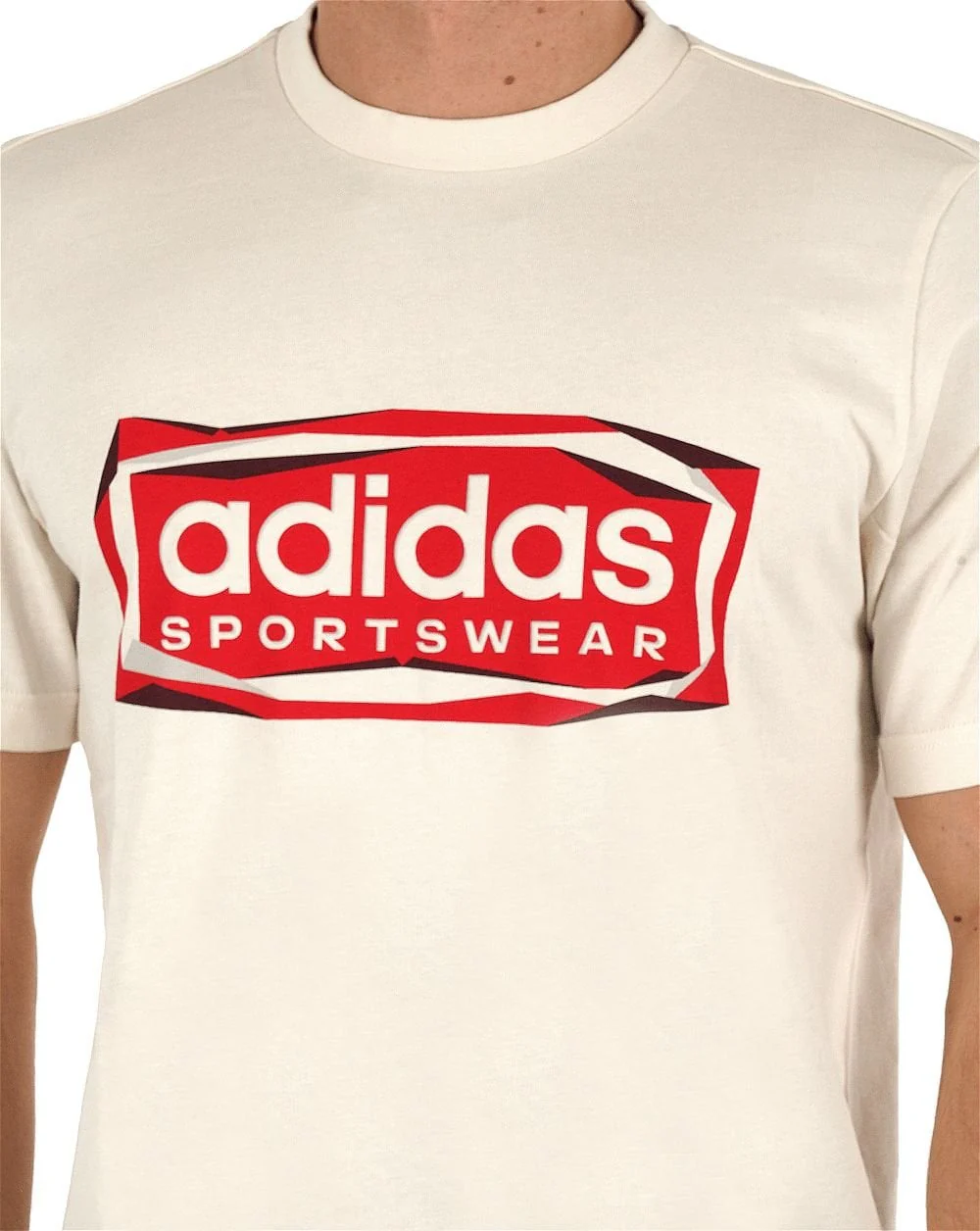 Adidas Sportswear Logo T-Shirt Off White/Red - Image 2