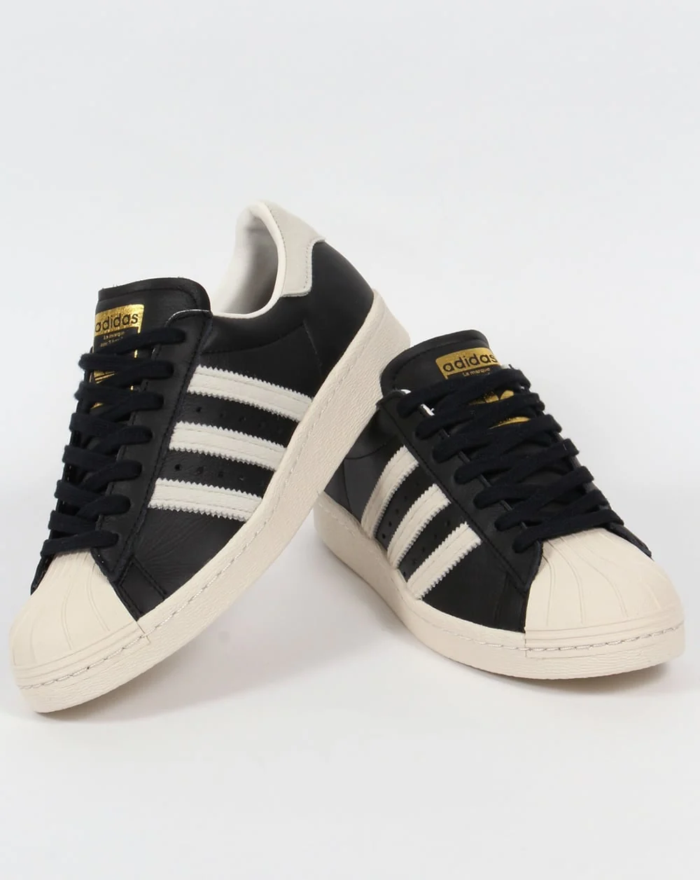 Adidas Superstar 80s Trainers Black/White/Gold - Image 3