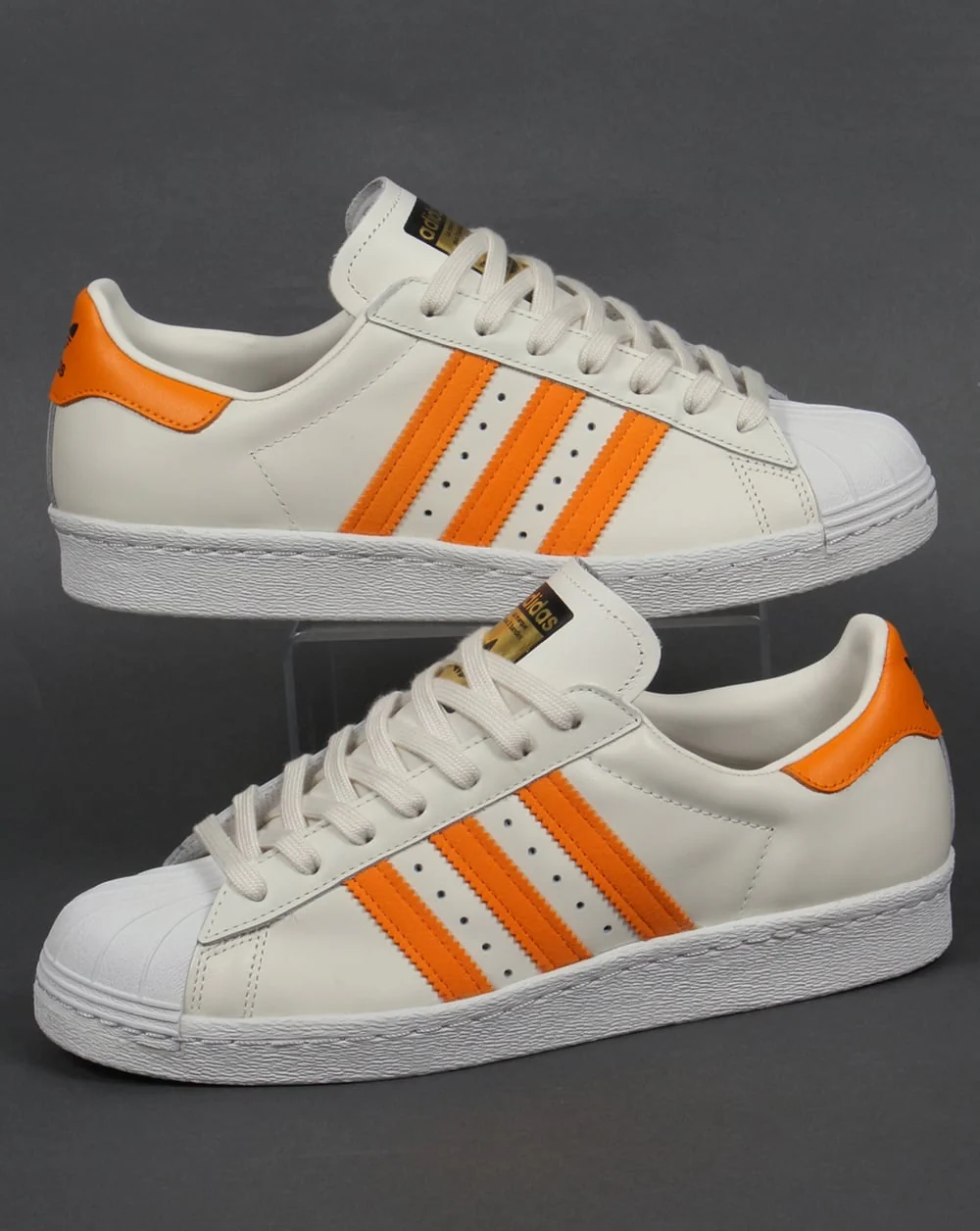 Adidas Superstar 80s Trainers Off White/Orange